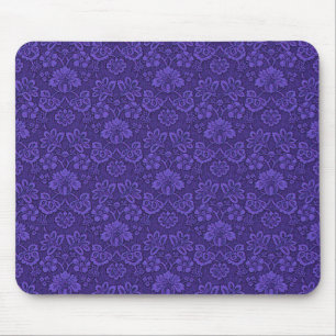 Elegant Violet Vintage Damask Pattern Mouse Pad