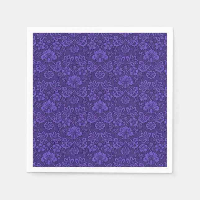 Elegant Violet Vintage Damask Pattern Napkin (Front)