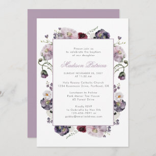 Elegant Violet Watercolor Floral  Invitation