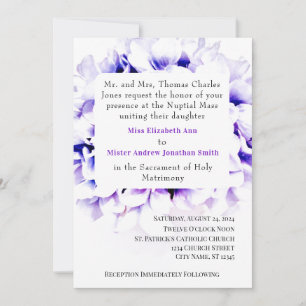 Élégant Violets Faire-part de mariage catholique