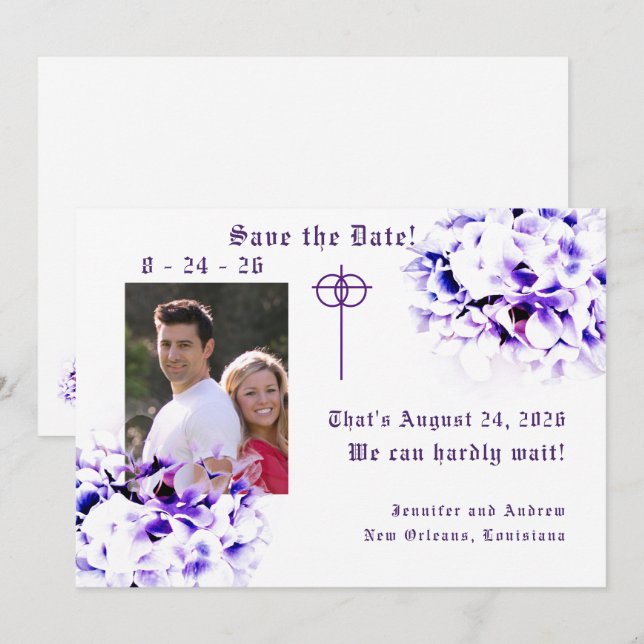 Elegant Violets Save the Date (Front/Back)