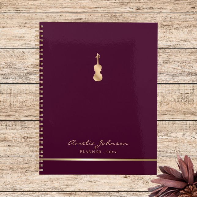 Elegant Violin Music Burgundy Gold 2026 Custom Planner (Creator Uploaded)