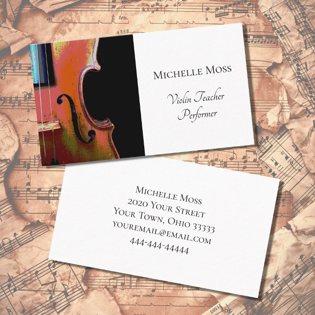 Elegant Violin Musical Instrument  Business Card (Creator Uploaded)