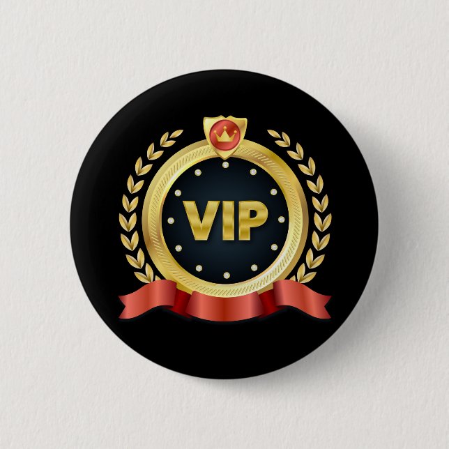 Elegant VIP Black Access Badge 2 Inch Round Button (Front)