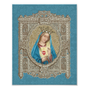 Elegant Virgin Mary Immaculate Heart Religious Photo Print
