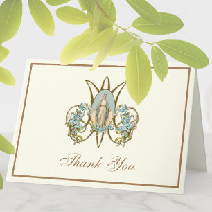 Elegant Virgin Mary Religious Catholic Floral Holiday Card