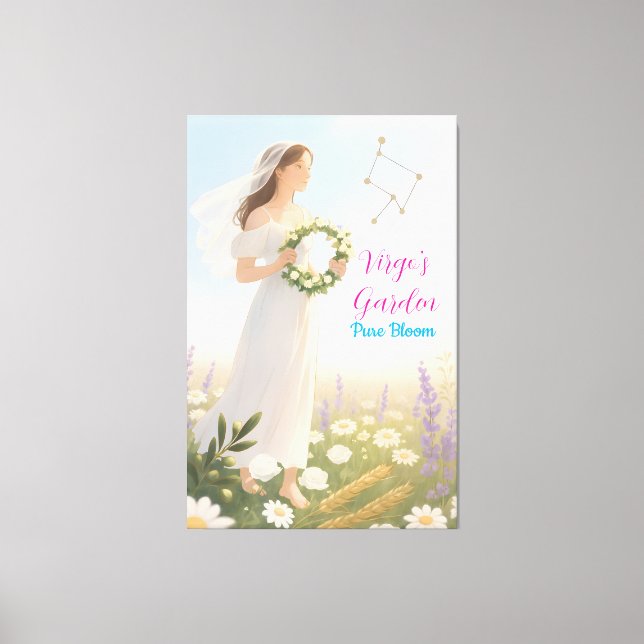Elegant Virgo Zodiac Celestial Floral Wall Art Gi (Front)