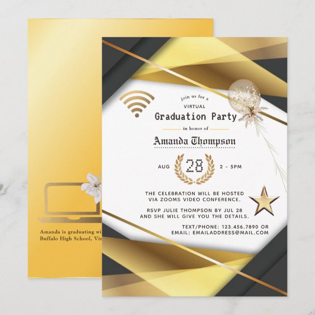 Elegant Virtual Graduation Party Certificate Invitation (Front/Back)