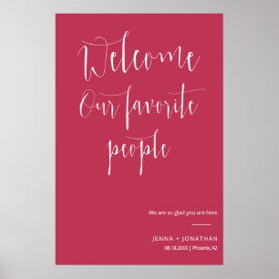 Elegant Viva Magenta Welcome Wedding Ceremony Sign