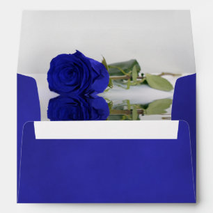 Elegant Vivid Royal Blue with Rose Wedding Envelope