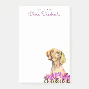 Elegant Vizsla Dog and Crocus   Add Your Name Post-it Notes