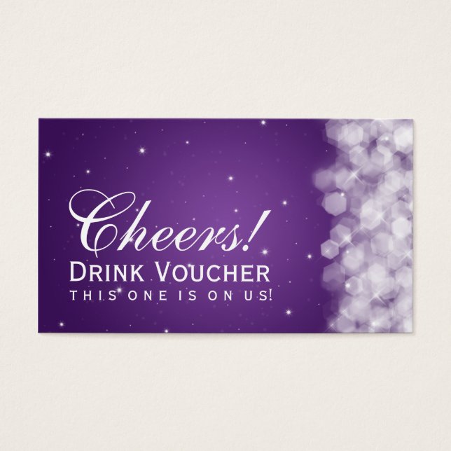 Élégant Voucher Boisson Fête Étincelante Violet (Devant)