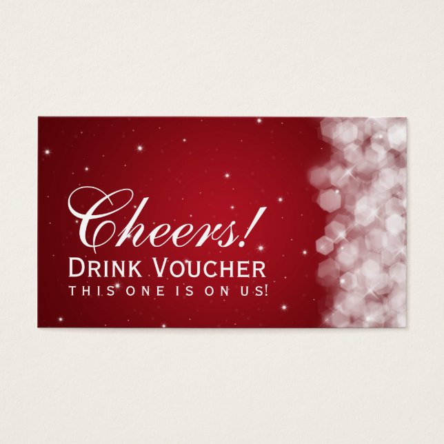 Élégant Voucher de Boisson Fête Étincelante Rouge (Devant)