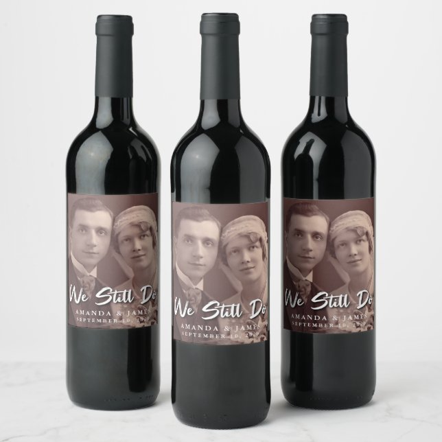 Elegant Vow Renewal Photo Wine Label (Bottles)