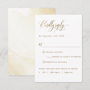 Elegant W/Without Meals, Golden Yellow, Wedding RSVP Card