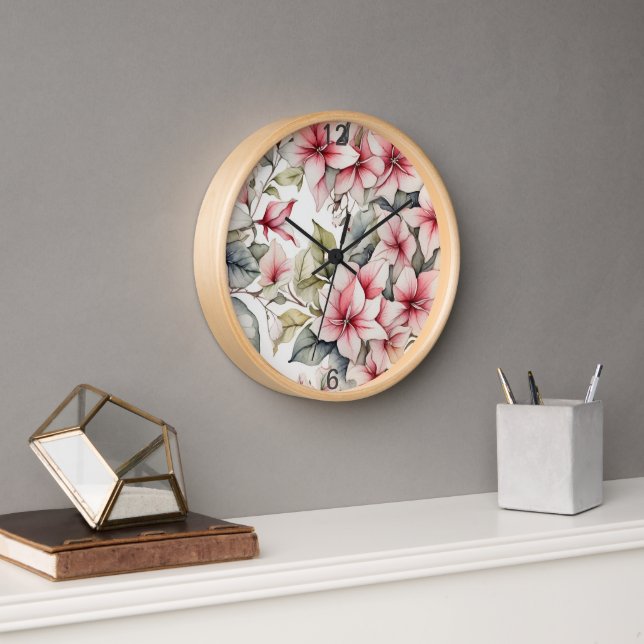 Elegant wall clock with pretty florals (Office)