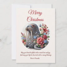 Elegant Walrus Merry Christmas Holiday Card