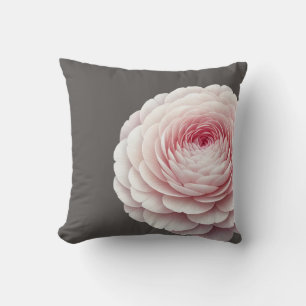 Elegant Warm Charcoal Blush Floral Throw Pillow