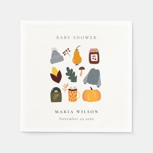 Elegant Warm Cozy Autumn Essential Baby Shower Napkin (Front)