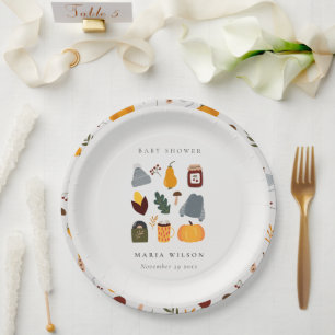 Elegant Warm Cozy Autumn Essential Baby Shower Paper Plate