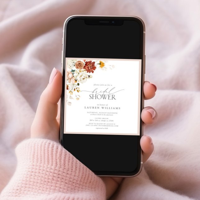 Elegant Warm Earthy Floral Bridal Shower Invitation (Creator Uploaded)