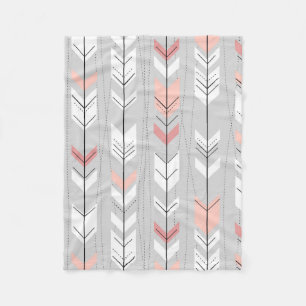 Elegant Warm Grey White Pink Arrows Raining Down Fleece Blanket