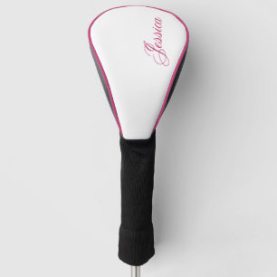 Elegant Warm Pink Script Font Golf Head Cover