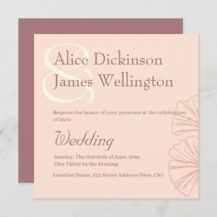 Elegant Warm Pinkish Earth Tones Ginkgo Wedding Invitation