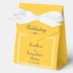 Elegant Warm Sunshine Yellow Script Names Wedding Favor Box