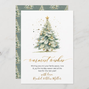 Elegant Warmest Wishes Script Tree Non Photo Holiday Card