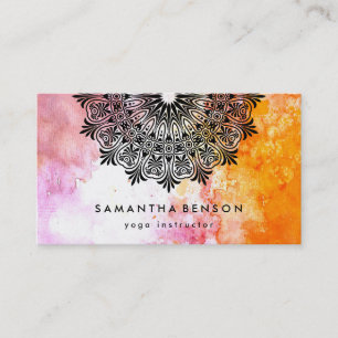 Elegant Water Colour Lotus Flower Logo Yoga Business Card