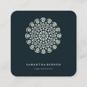 Elegant Water Colour Lotus Flower Logo Yoga  Squar Square Business Card