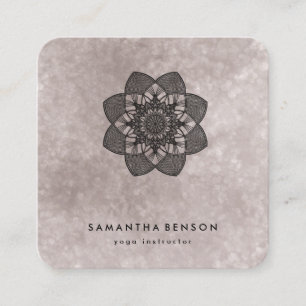 Elegant Water Colour Lotus Flower Logo Yoga Square Business Card
