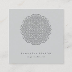 Elegant Water Colour Lotus Flower Logo Yoga  Square Business Card
