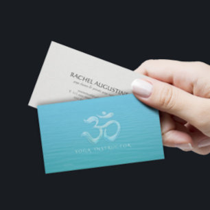 Elegant Water Drops Font OM Symbol YOGA Instructor Business Card