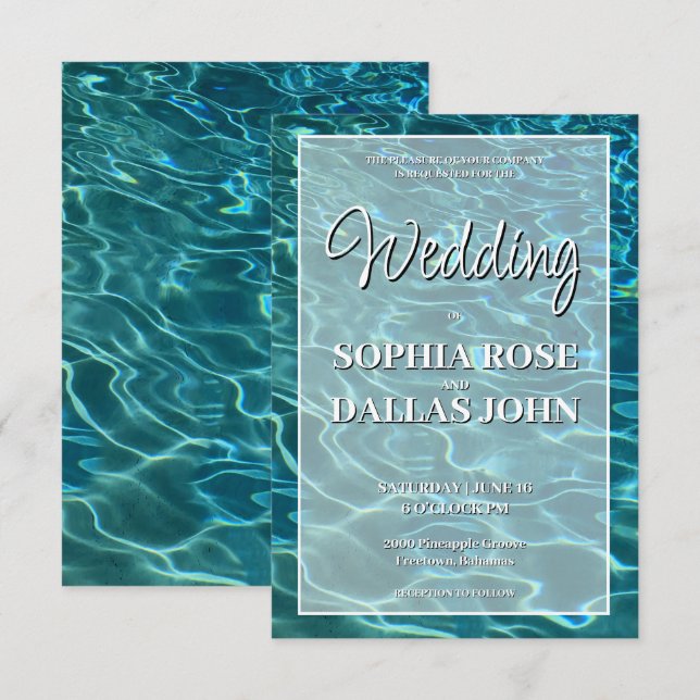 Elegant water lake ocean destination Wedding Invitation (Front/Back)