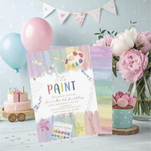 Elegant  Watercolor  5th Birthday Let is Paint Par Invitation