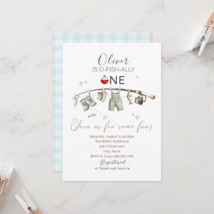 Elegant Watercolor A little fisherman one birthda Invitation