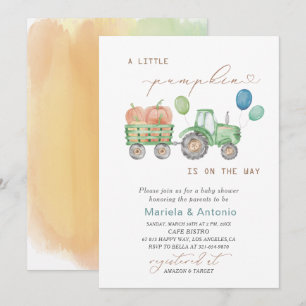 Elegant Watercolor A little Pumpkin Baby Shower Invitation