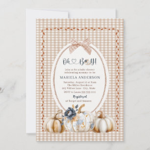 Elegant Watercolor A little pumpkin oh boy Baby Invitation