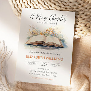 Elegant Watercolor A New Chapter Baby Shower Invitation