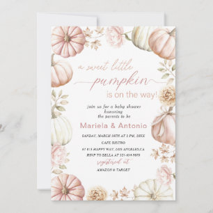 Elegant Watercolor a sweet little pumpkin Baby Sh Invitation