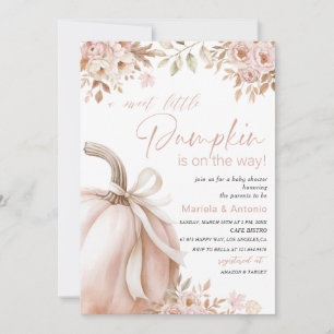 Elegant  Watercolor a sweet little pumpkin Baby Sh Invitation
