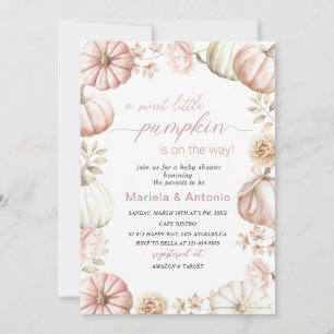 Elegant Watercolor a sweet little pumpkin Baby Sh Invitation