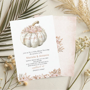 Elegant  Watercolor a sweet little pumpkin Baby Sh Invitation