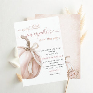 Elegant Watercolor a sweet little pumpkin Baby Sh Invitation