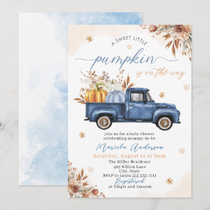 Elegant Watercolor a sweet little pumpkin Baby Sho Invitation