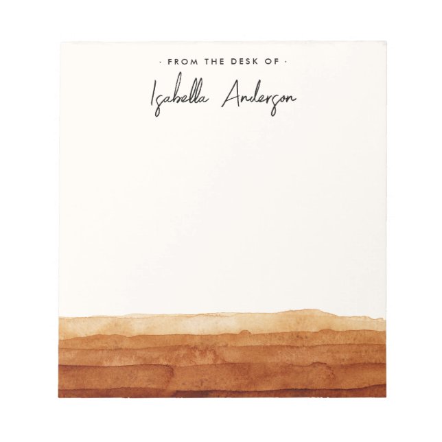 Elegant Watercolor Abstract Desert Terracotta Name Notepad (Front)
