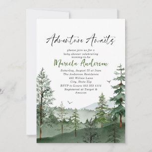 Elegant Watercolor Adventure Awaits Baby Shower Invitation