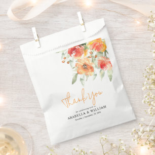Elegant Watercolor Apricot Floral Favour Bag